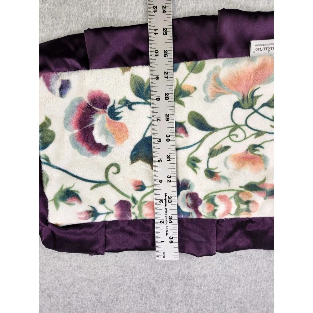 Minky Couture Ultra‎ Plush Mini Baby Security Blanket Purple Satin Trim 20